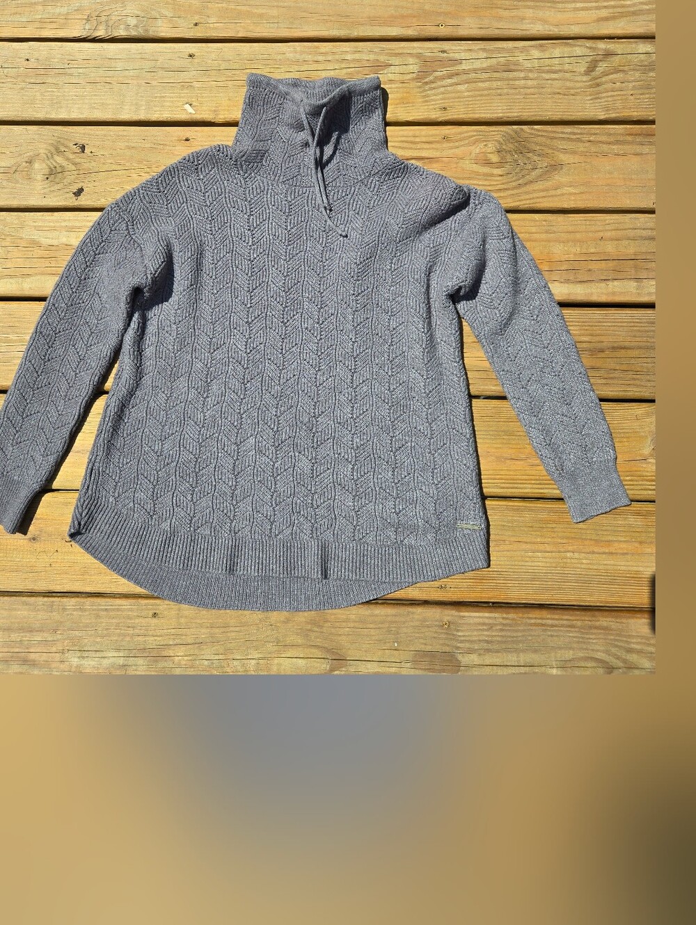 Carve Designs Heather Gray Cable Turtleneck Sweater